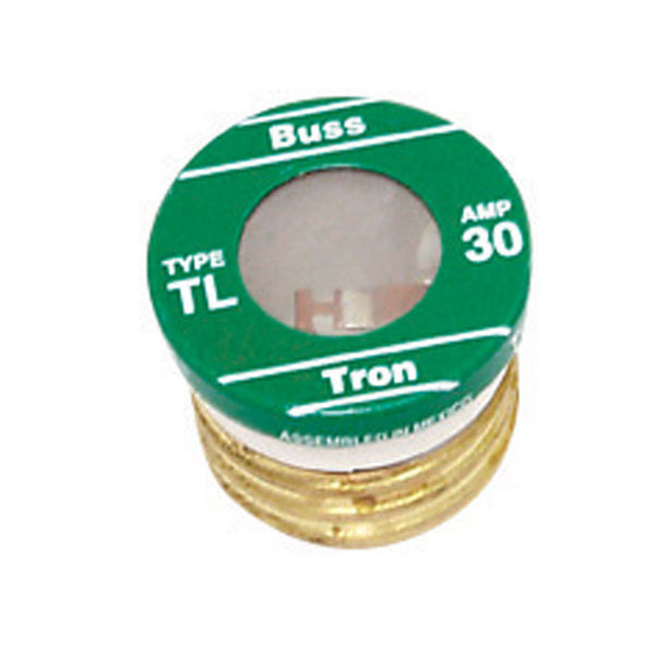 Eaton Bussmann Plug Fuse, TL Series, Time-Delay, 30A, 125V AC, Indicating, 10kA at 125V AC TL-30PK4